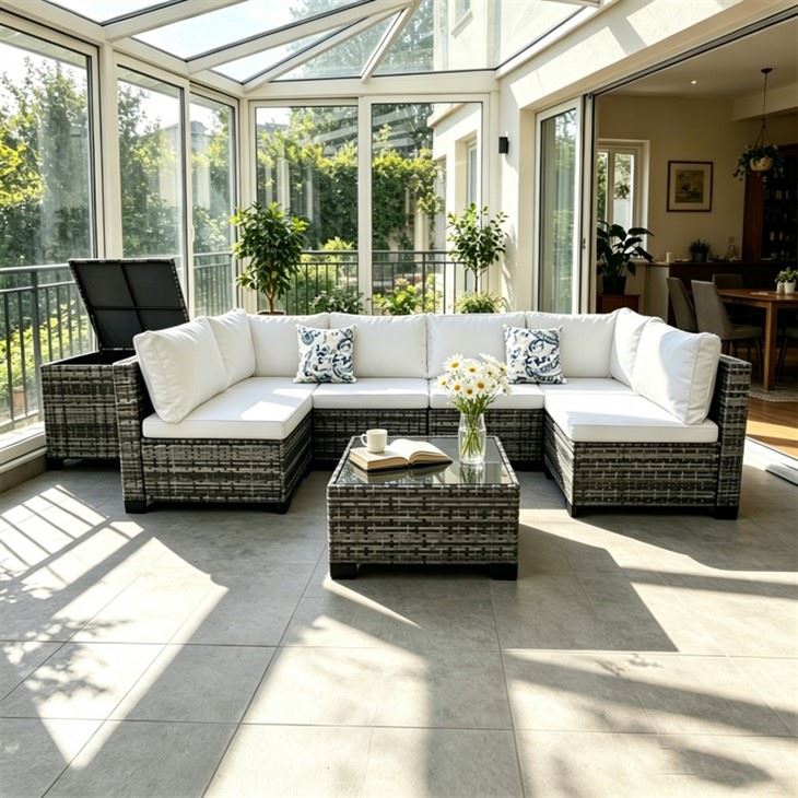 Rattan Corner Set With Storage factory